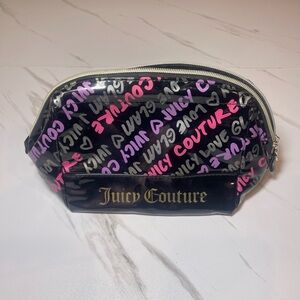 Juicy Couture Black Cosmetic Pouch with Pink and Purple Accents